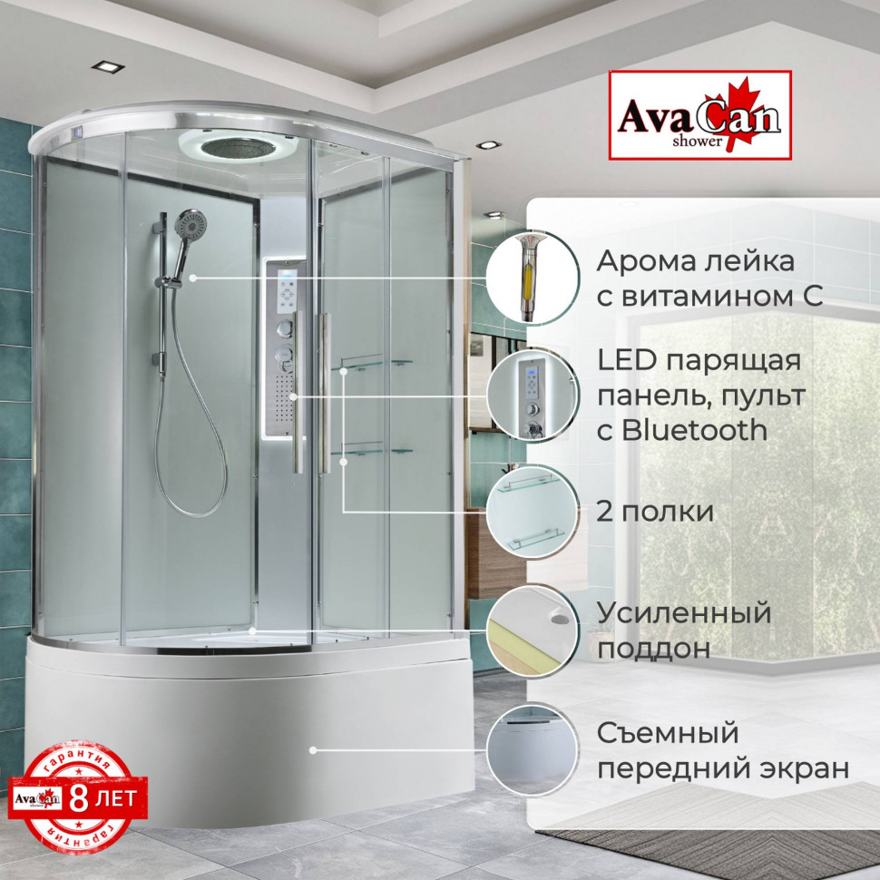 Душевая кабина EM5912RLEDT прозрачная