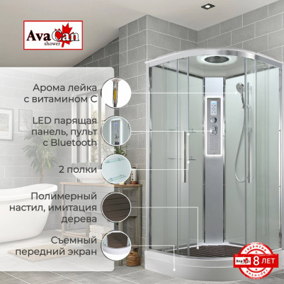 Душевая кабина EM2090LEDT прозрачная