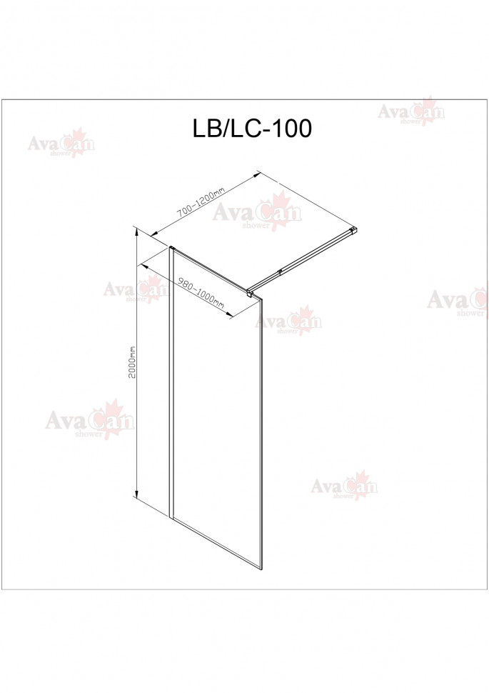 Душевая перегородка AvaCan LB 100 MT