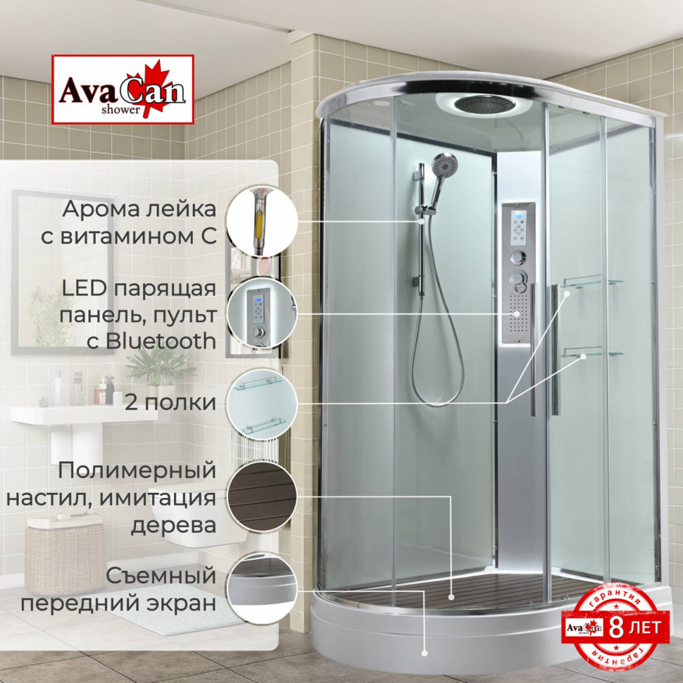 Душевая кабина EM2811RLEDT прозрачная