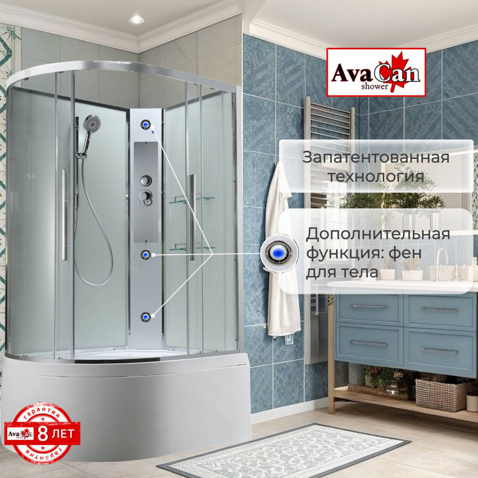 Душевая кабина EM5812RNT без крыши прозрачная